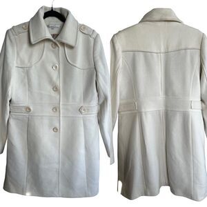 Kenneth Cole ~ Ecru/Ivory wool blend coat ~ fully lined ~ size 14